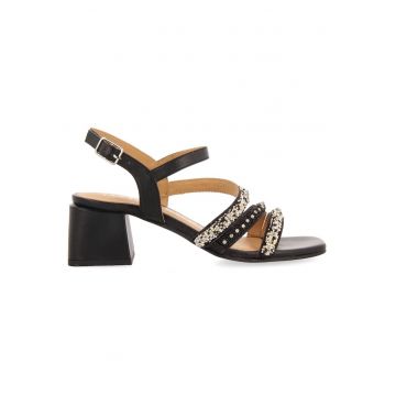 Sandale de piele cu margele BALAO 28331 - Negru