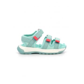 Sandale demi-wedge din material textil cu velcro