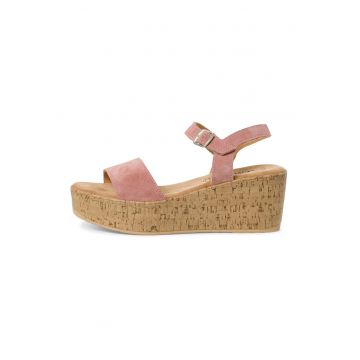 Sandale din piele intoarsa cu talpa wedge