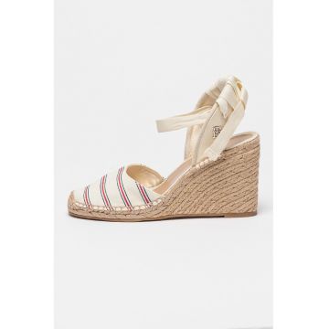 Sandale-espadrile din material textil cu talpa wedge