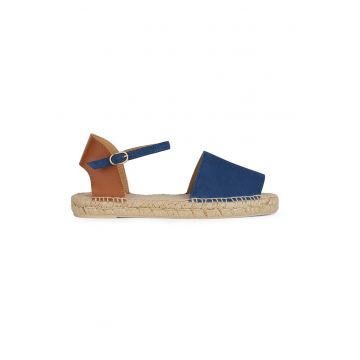 Sandale-espadrile din piele si piele intoarsa