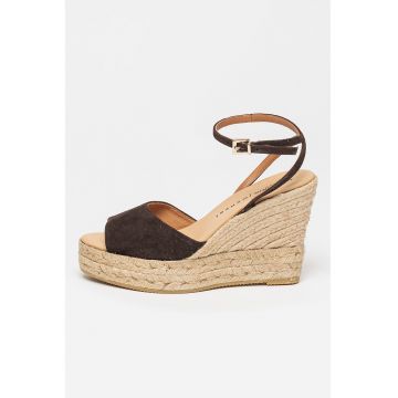 Sandale-espadrile wedge de piele intoarsa