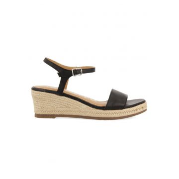 Sandale-espadrile wedge de piele - Negru