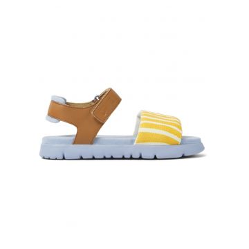 Sandale de piele cu velcro Oruga - Maro/Portocaliu/Albastru