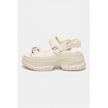 Sandale de piele ecologica si material textil cu velcro
