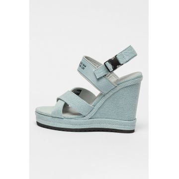 Sandale wedge de denim Bodana Cs
