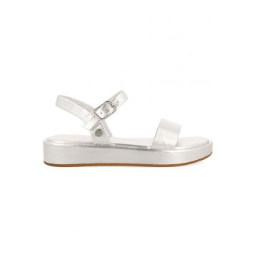 Sandale de piele cu aspect metalizat
