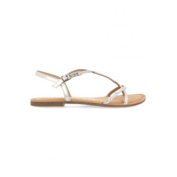 Sandale de piele cu design impletit - Argintiu
