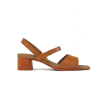 Sandale de piele cu toc masiv Katie 27183 - Maro camel