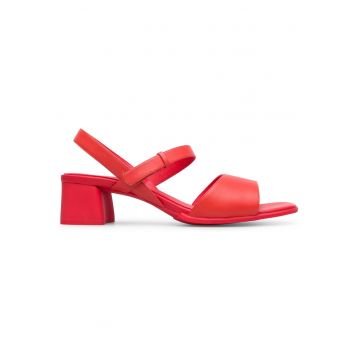 Sandale de piele cu toc masiv Katie 27183 - Rosu