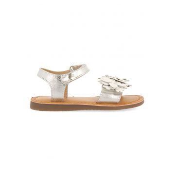 Sandale de piele cu velcro - Argintiu