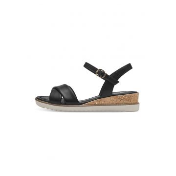 Sandale wedge de piele ecologica