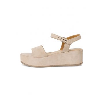 Sandale wedge din piele