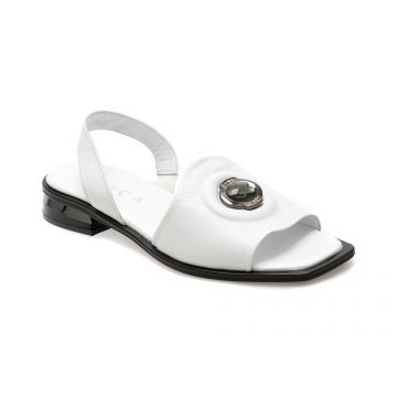 Sandale casual EPICA albe, 37217, din piele naturala