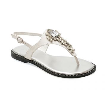 Sandale casual EPICA albe, W343, din piele naturala