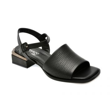 Sandale casual IMAGE negre, 582161, din piele naturala