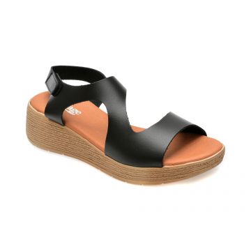Sandale casual IMAGE negre, DUSAMBE, din piele naturala