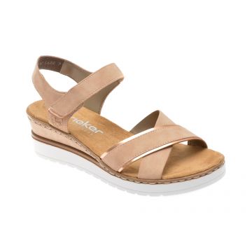 Sandale casual RIEKER bej, V38G9, din piele ecologica
