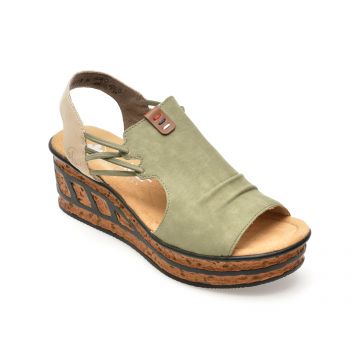 Sandale casual RIEKER kaki, 68175, din piele ecologica