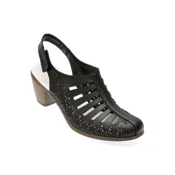 Sandale casual RIEKER negre, 40959, din piele naturala