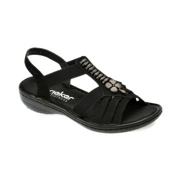Sandale casual RIEKER negre, 60806, din piele ecologica