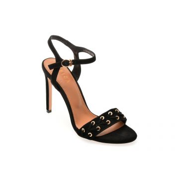 Sandale elegante EPICA negre, W697, din piele intoarsa