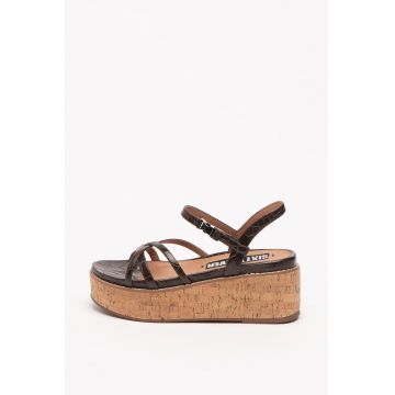 Sandale wedge de piele ecologica Yeko