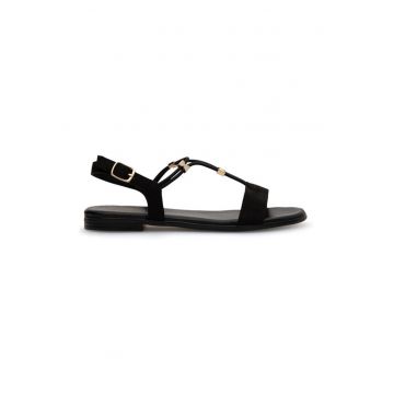 Sandale dama -  590559 - Piele nabuc/Textil - Negru -