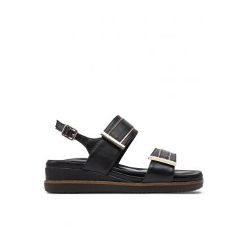 Sandale dama  303734411 - Piele naturala/Textil - Negru