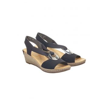 Sandale casual - dama -  ANTISTRESS - 624H6-00 negru - piele ecologica - platforma