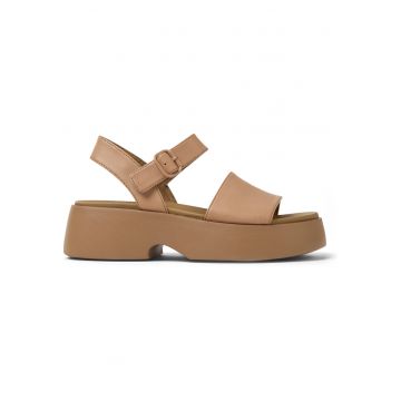Sandale din piele cu talpa demi-wedge Tasha