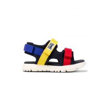 Sandale cu model colorblock si velcro