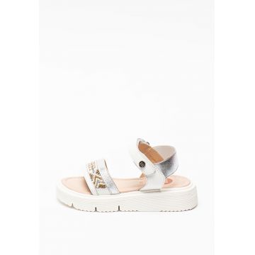 Sandale de piele si material textil cu detaliu cu margele Barron Sandale de piele si material textil cu detaliu cu margele Barron