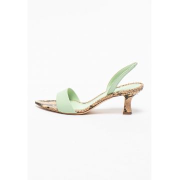 Sandale slingback de piele cu detalii cu aspect de piele de sarpe Orchid