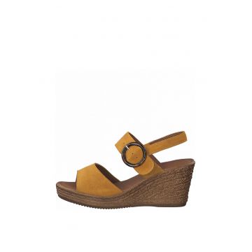 Sandale wedge tip espadrile de piele intoarsa