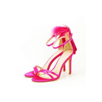 Sandale elegante fucsia cu pene BSX8005 128 13130 - Fucsia