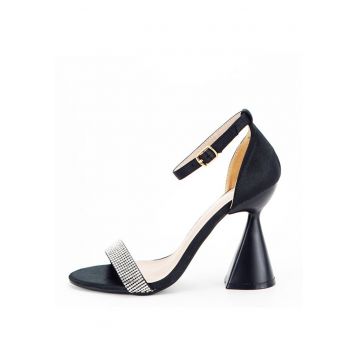 Sandale negre elegante cu toc conic BD117 129 15024 - Negru