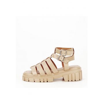 Sandale bej inchis cu talpa groasa N75-6 130 14881