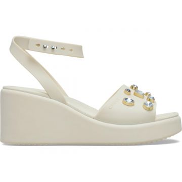 Sandale Crocs Brooklyn Gems Ankle Strap Wedge Bej - Sandstone