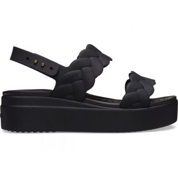 Sandale Crocs Brooklyn Woven Low Wedge Negru - Black/Black