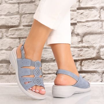 Sandale dama cu platforma Albastre din Piele Ecologica Assisa