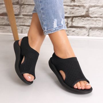 Sandale dama Fara toc Negre din Textil Estella