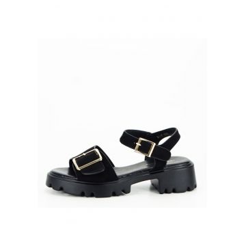 Sandale negre cu talpa groasa 8068 128 14849