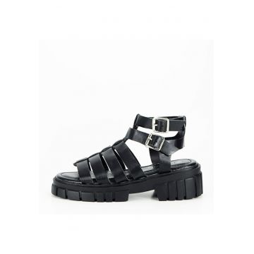 Sandale negre cu talpa groasa N75-6 132 14887 - Negru