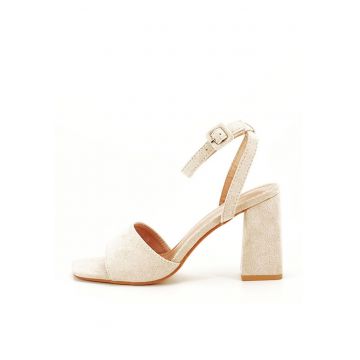 Sandale bej cu toc BL6522 130 11145 - Bej