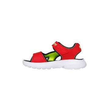 Sandale cu inchidere velcro si detalii logo