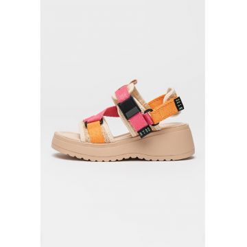 Sandale cu talpa wedge si catarama Decorum