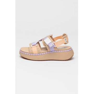Sandale cu talpa wedge si inchidere velcro Decorum