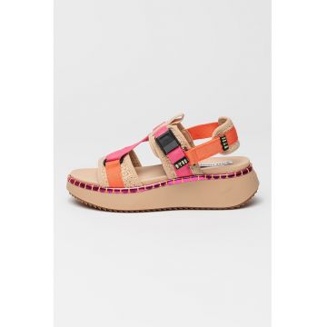 Sandale cu talpa wedge si inchidere velcro Decorum