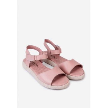 Sandale dama piele naturala roz pudra